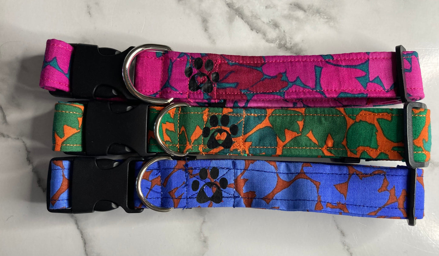 Ombre leaf green/pink/blue adjustable dog collar, handmade dog collar, matching dog accessories