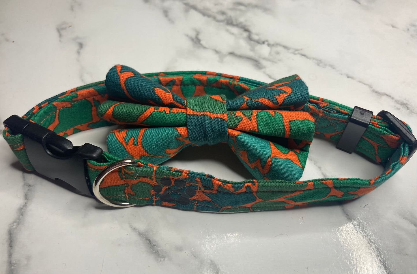 Green Ombre Leaves Dog Bow Tie – Handmade Designer Collar Accessory