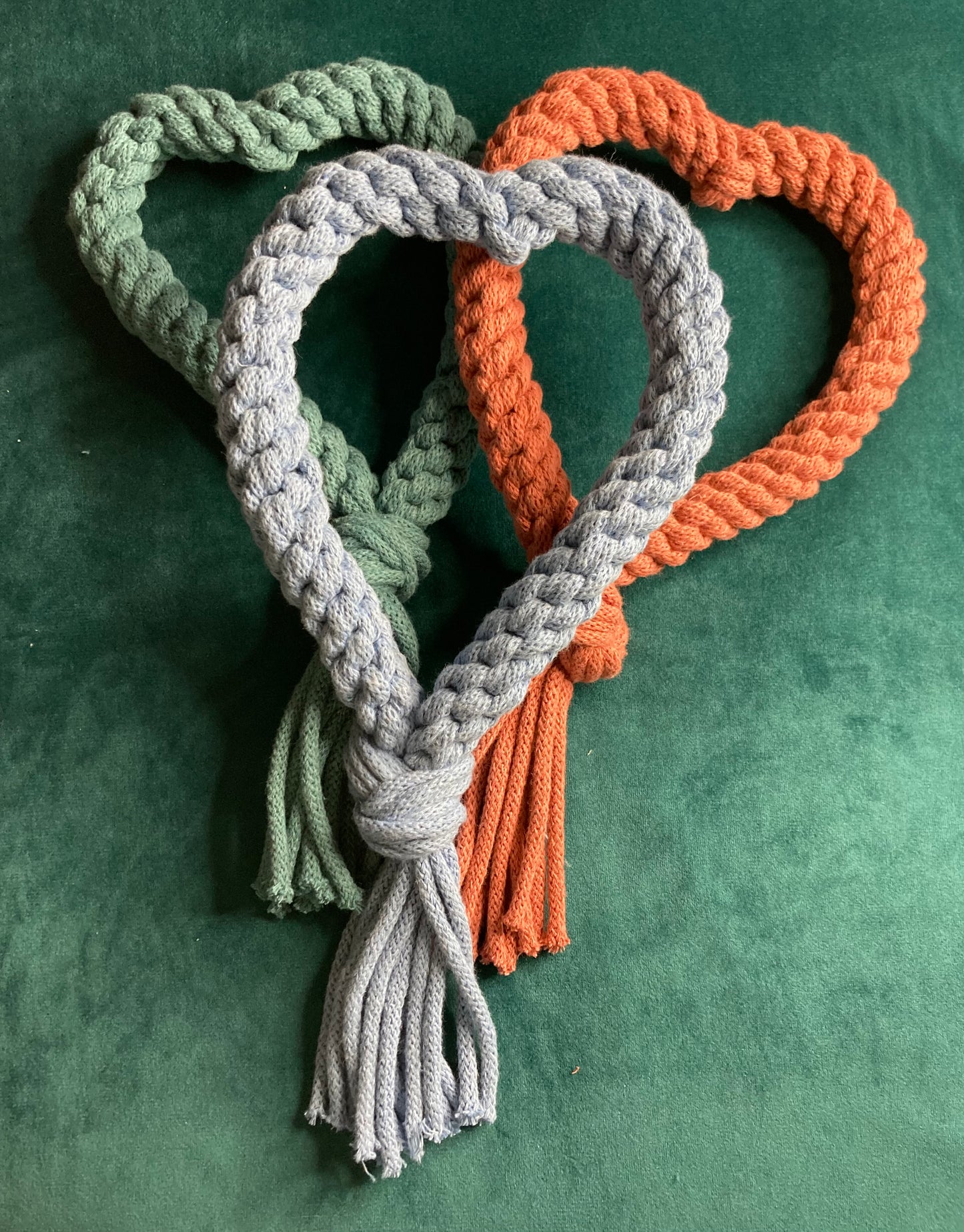 Heart hand-braided 100% recycled cotton cord dog pull toy