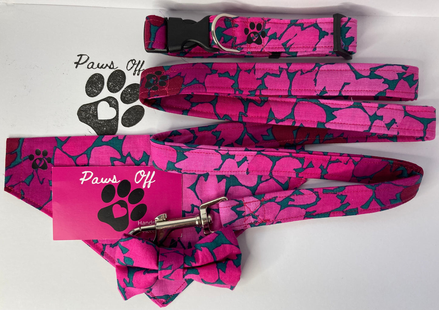 Ombre leaf handmade fabric dog lead.