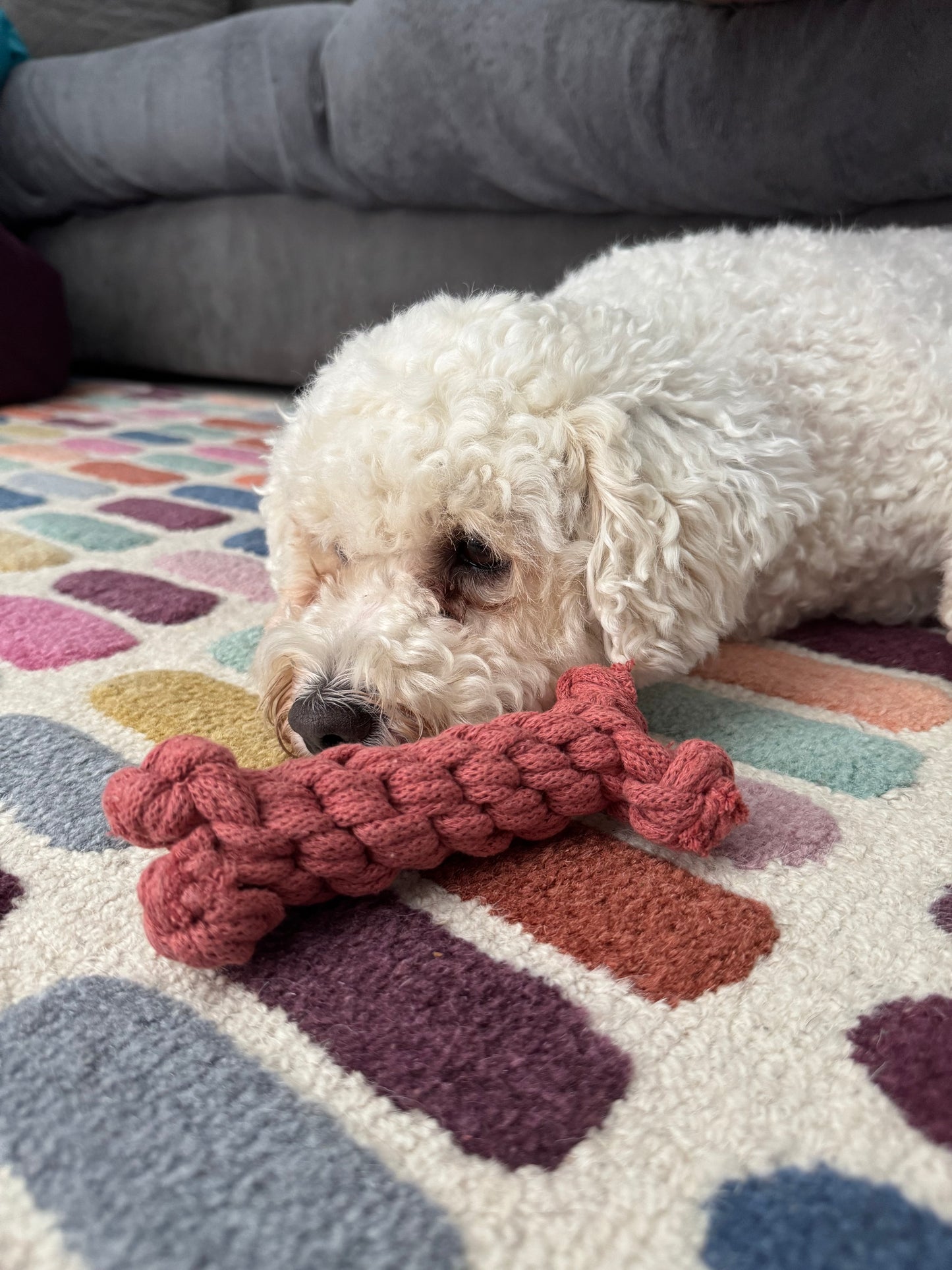 Dog bone tug toy, recycled, eco-friendly, handmade dog toy, pull toy, puppy teething toy