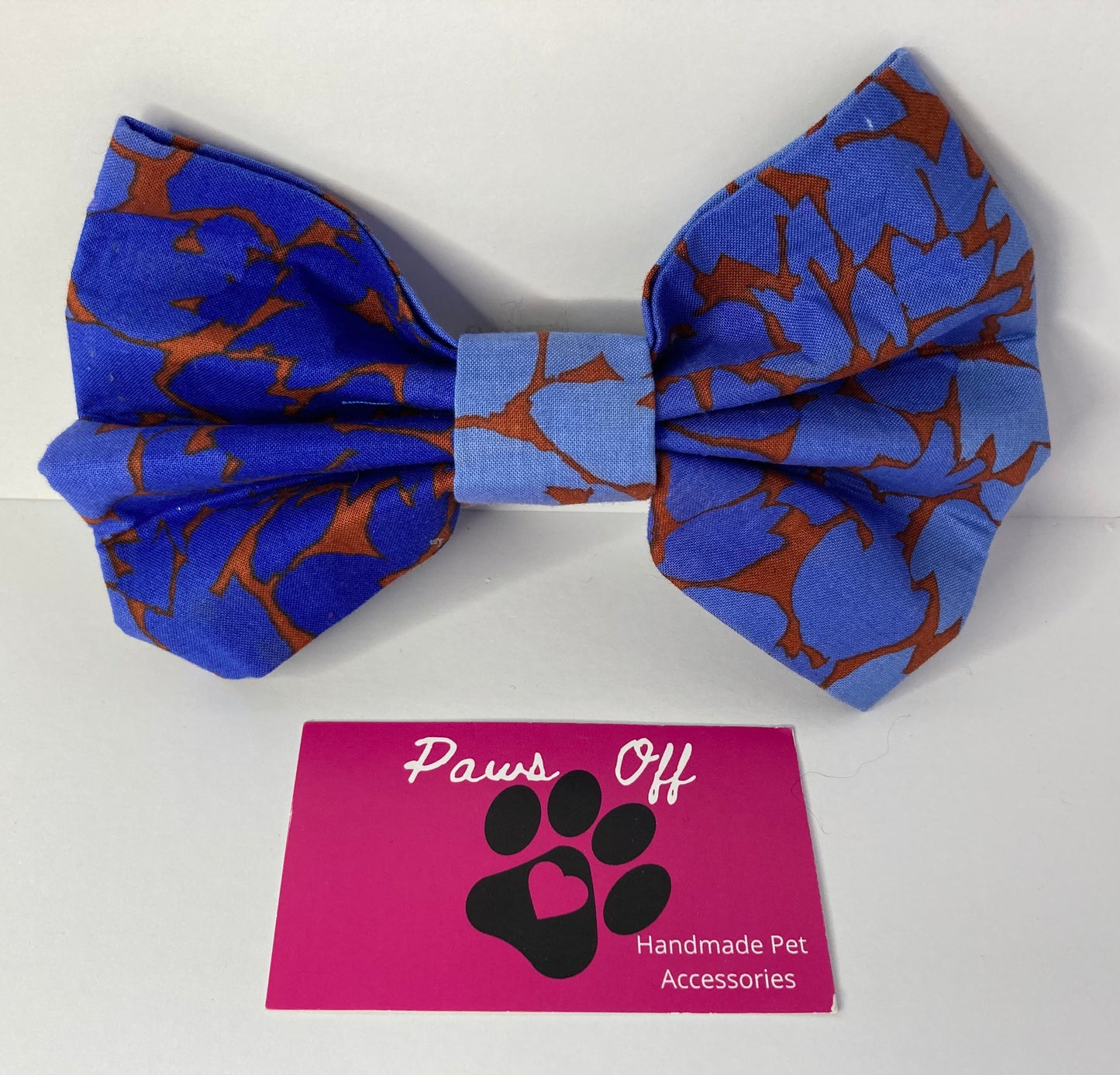 Ombre blue leaf dog bow tie, handmade pet bow tie, designer fabric, matching dog accessories