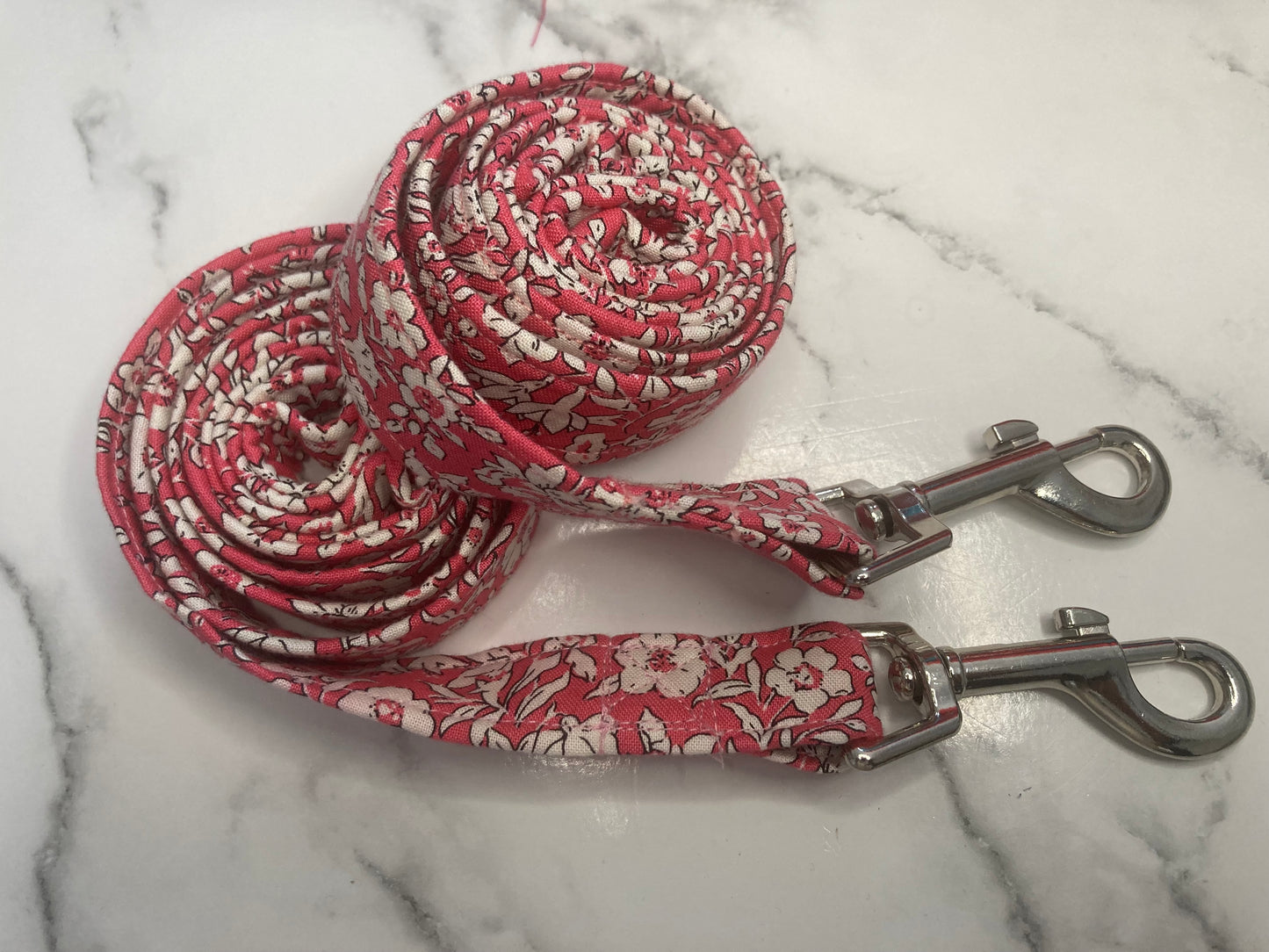 Liberty dog lead in pink, handmade, floral dog lead, designer fabric, matching dog accessories