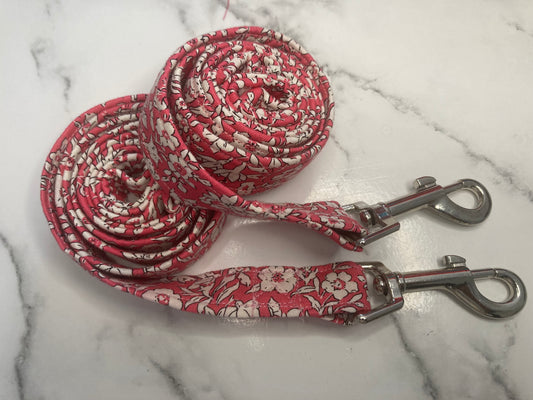 Liberty dog lead in pink, handmade, floral dog lead, designer fabric, matching dog accessories