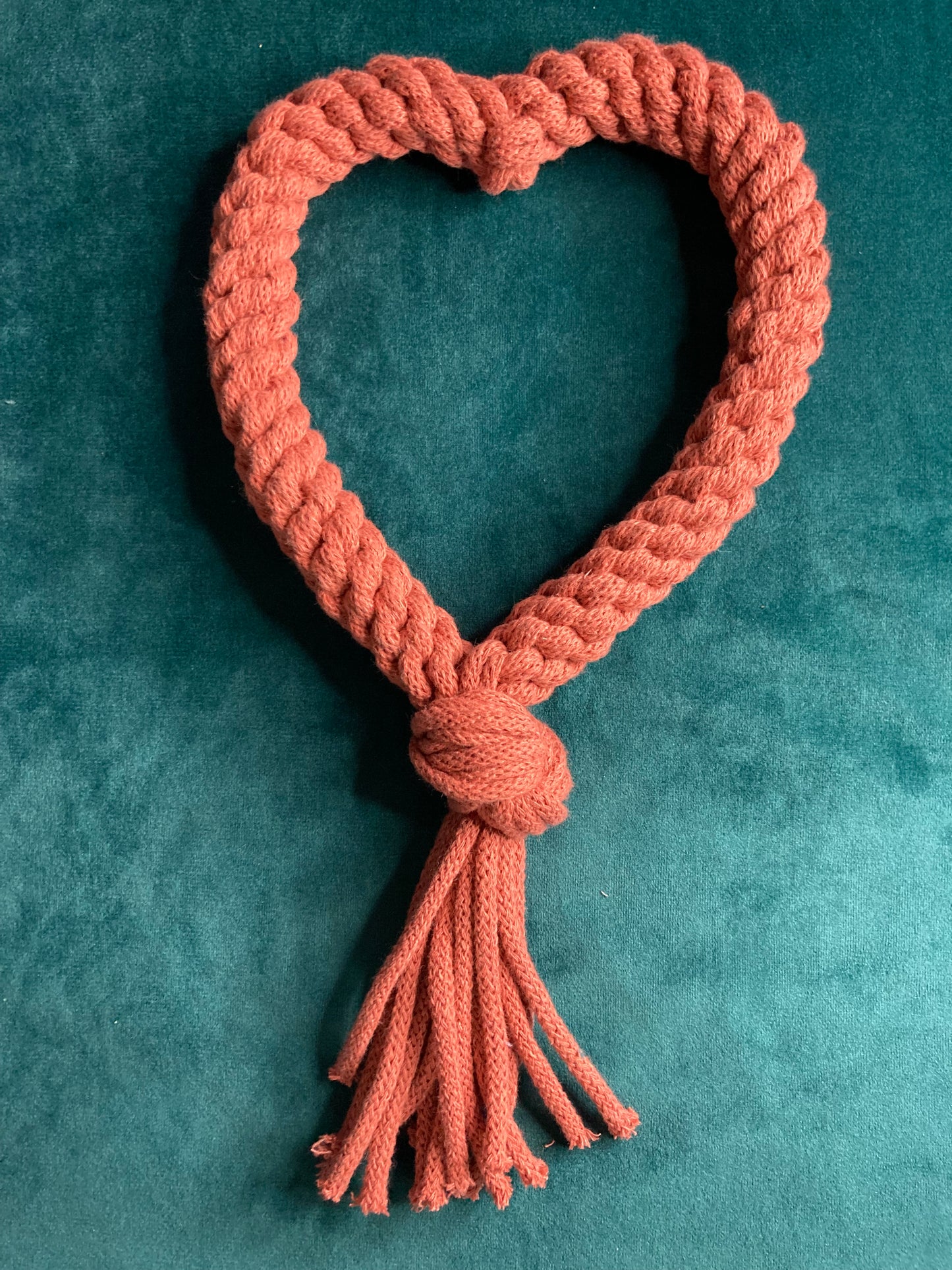 Heart hand-braided 100% recycled cotton cord dog pull toy