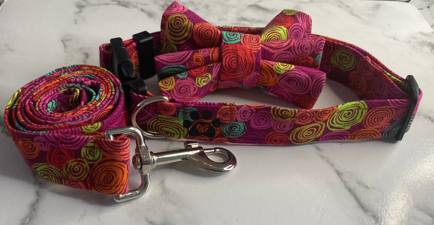 Swirl dog bow tie, handmade dog bow tie, cute bow tie, pet bow tie, dog accessories, matching dog accessories, collar and lead