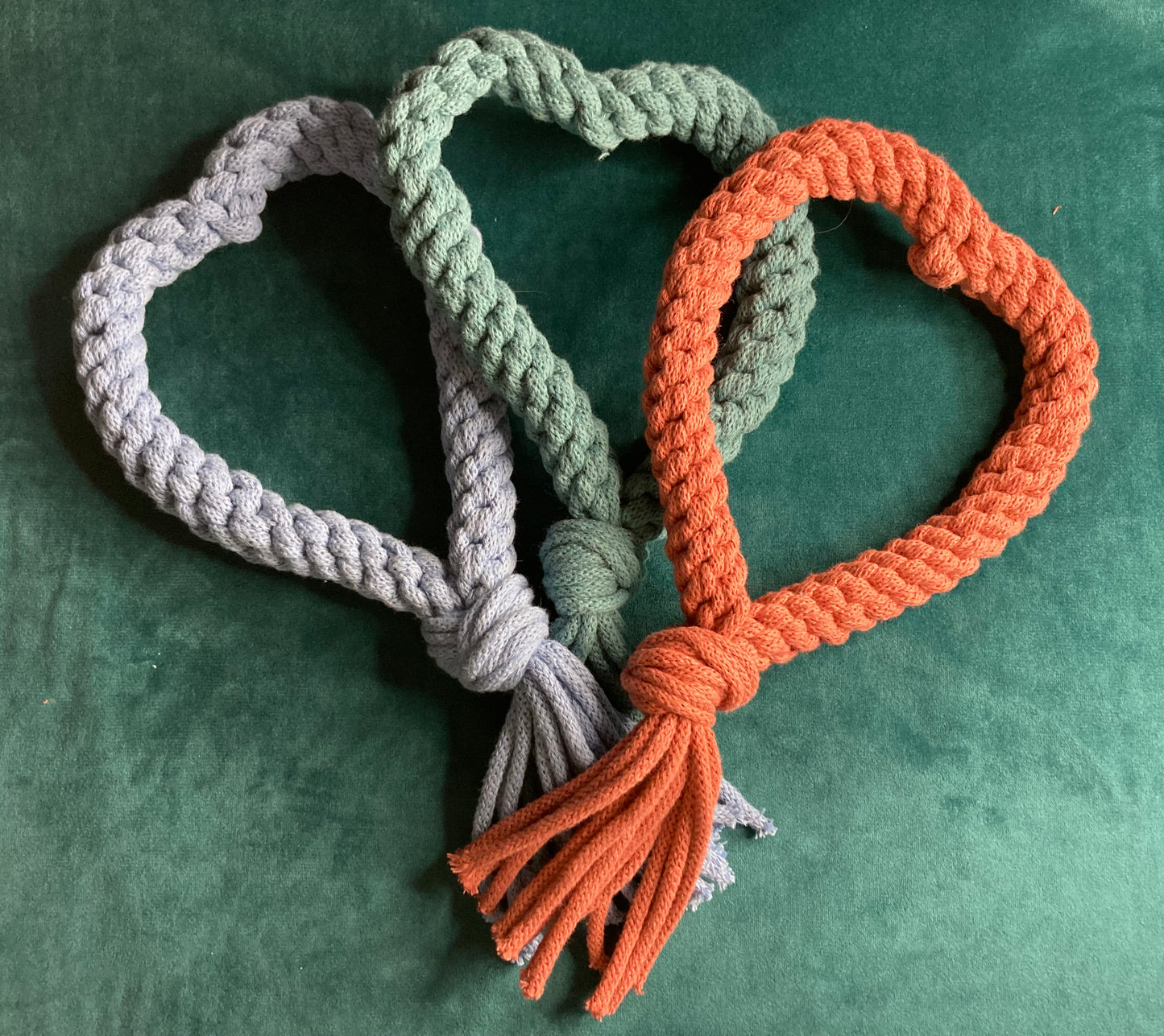 Heart hand-braided 100% recycled cotton cord dog pull toy