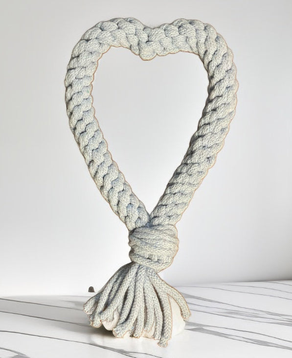 Dog heart tug toy, recycled, eco-friendly, handmade dog toy, pull toy, puppy teething toy