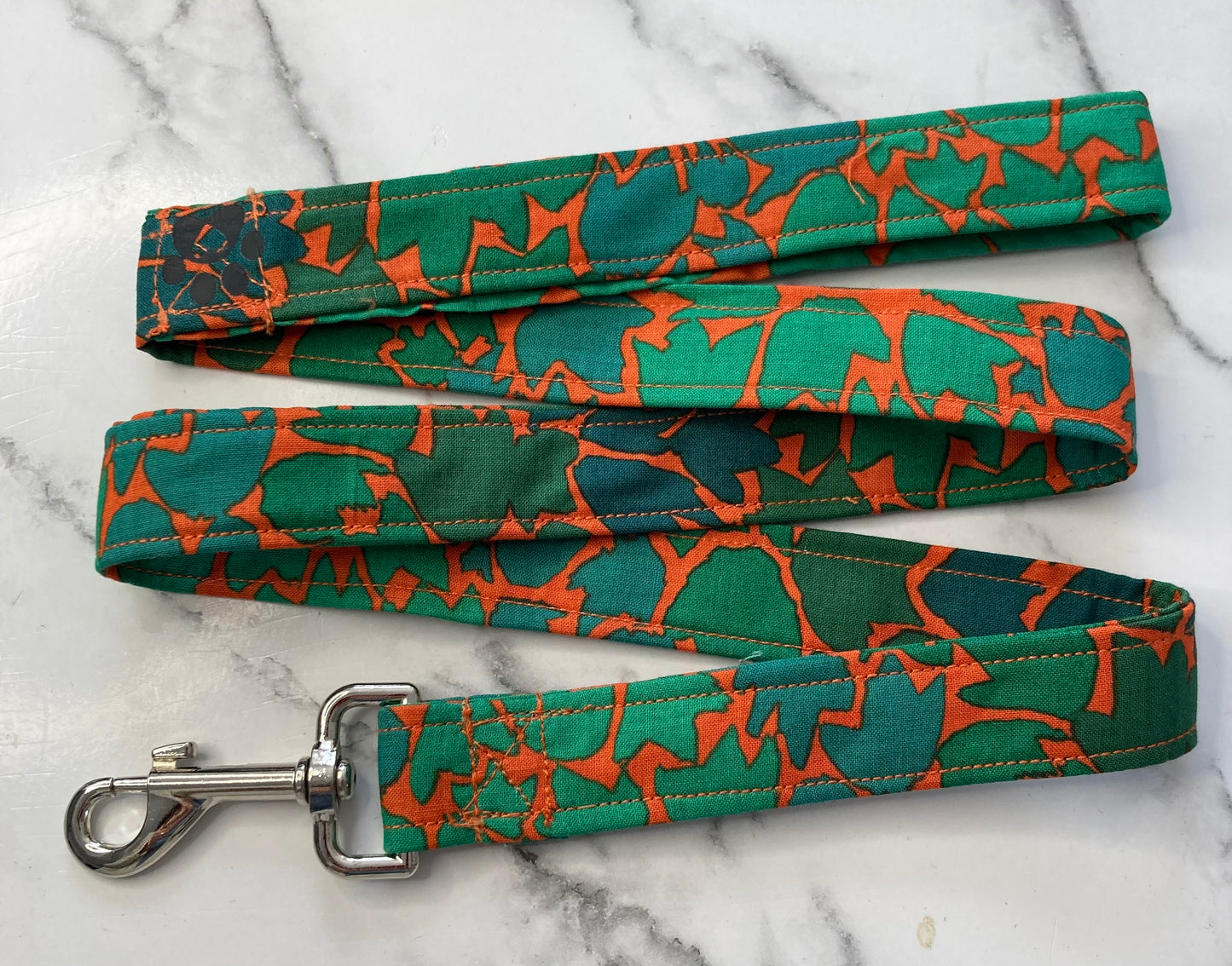 Ombre green leaf dog lead, handmade pet lead, designer fabric, matching dog accessories