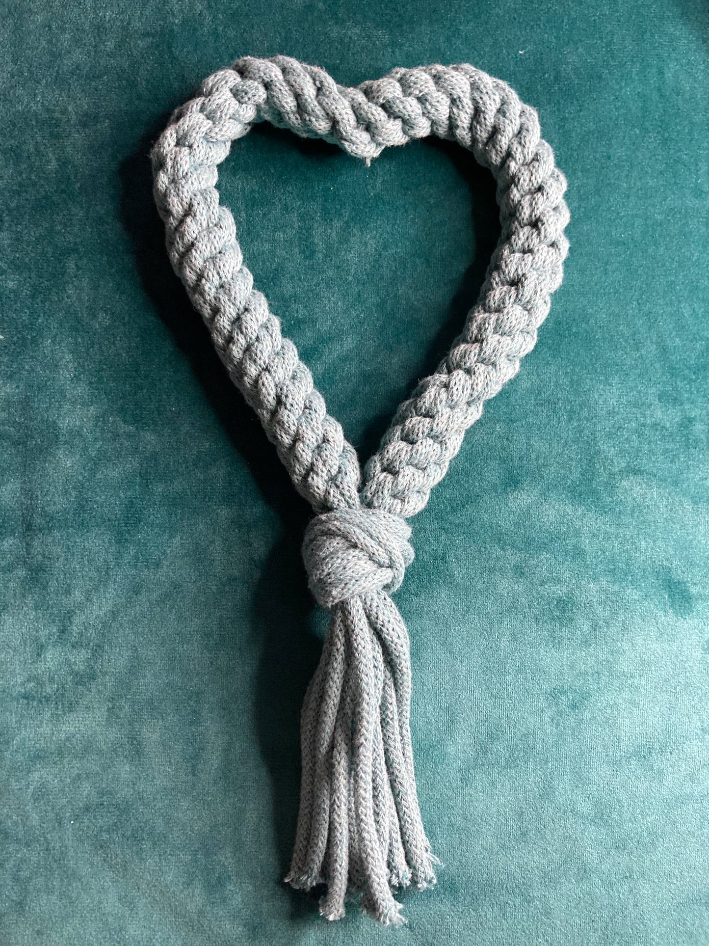 Heart hand-braided 100% recycled cotton cord dog pull toy