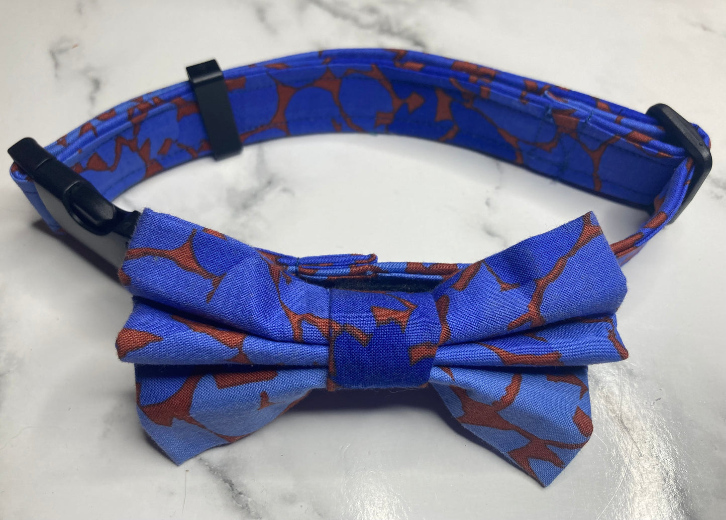 Ombre blue leaf dog bow tie, handmade pet bow tie, designer fabric, matching dog accessories