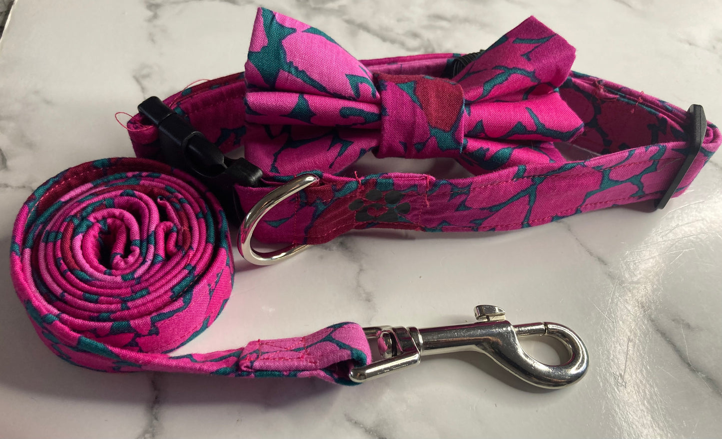 Ombre leaf green/pink/blue adjustable dog collar, handmade dog collar, matching dog accessories