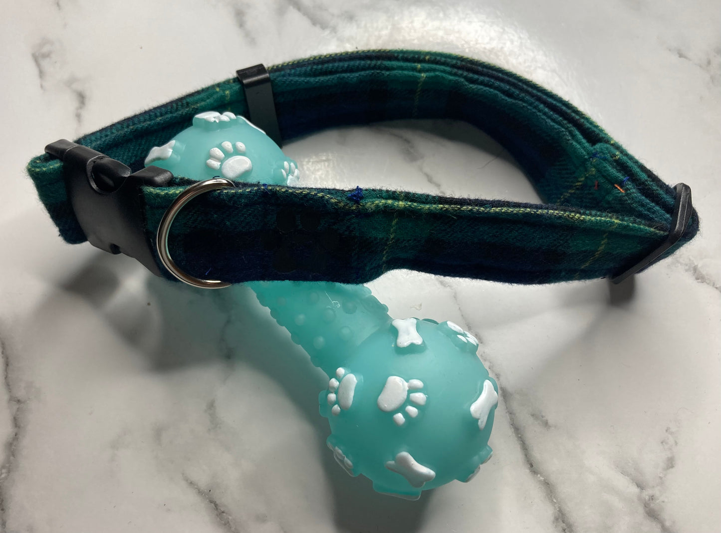Green tartan dog collar, handmade, adjustable pet collar, matching dog accessories