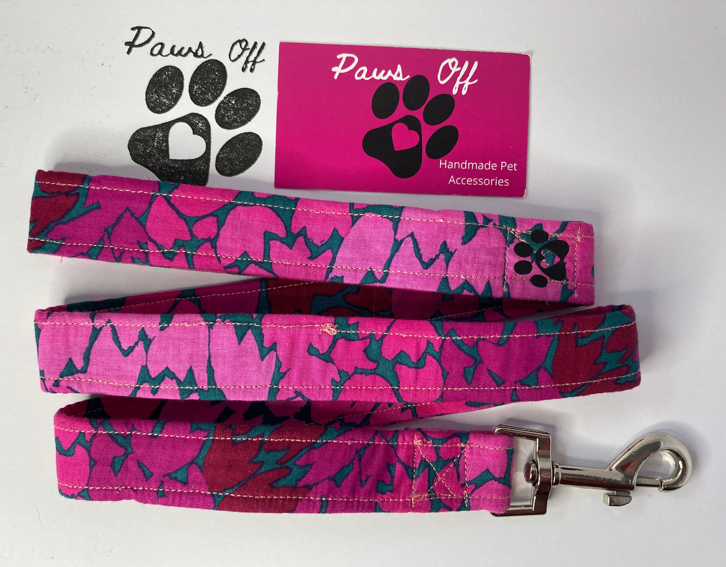 Ombre leaf handmade fabric dog lead.