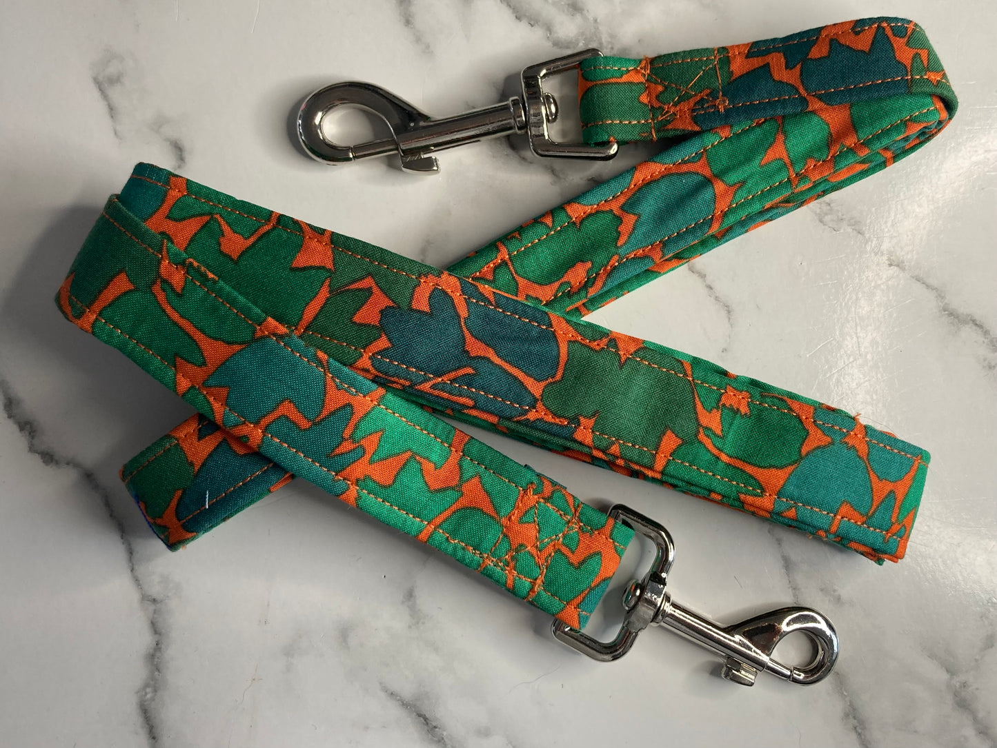 Ombre leaf handmade fabric dog lead.