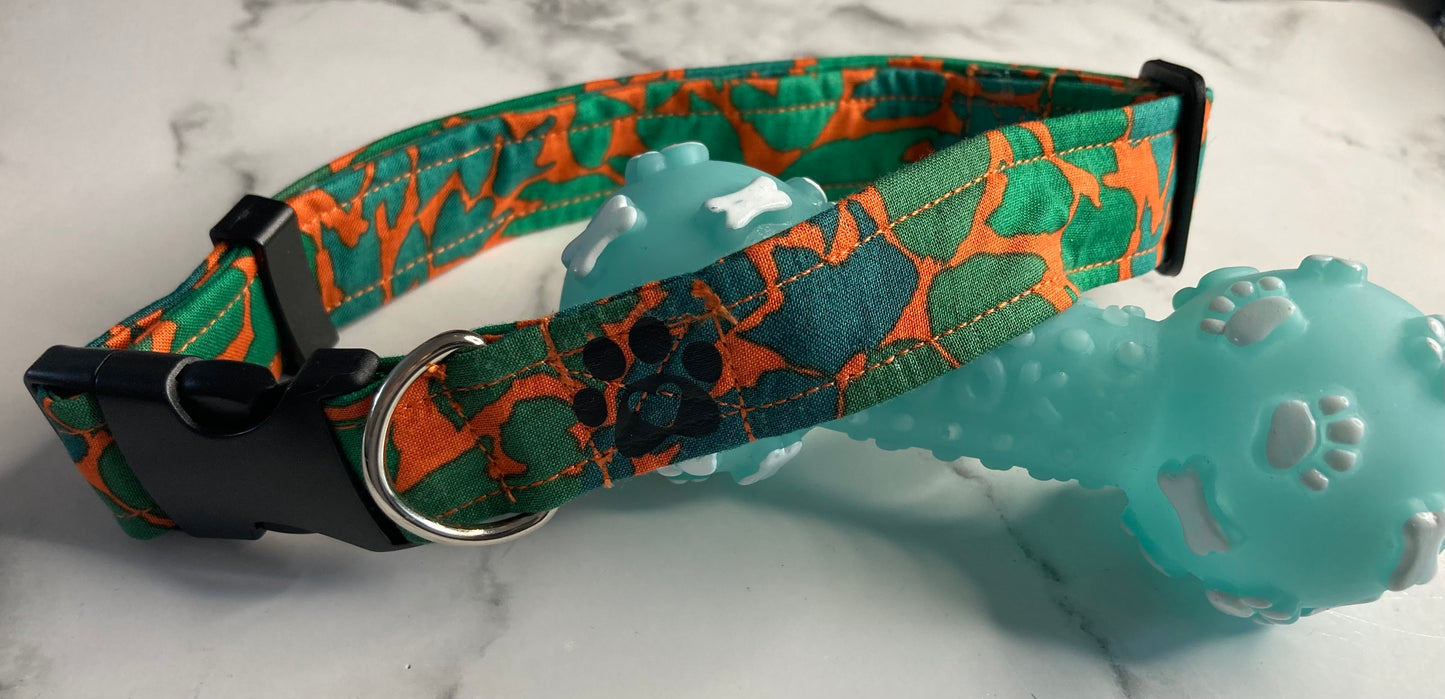 Ombre leaf green/pink/blue adjustable dog collar, handmade dog collar, matching dog accessories