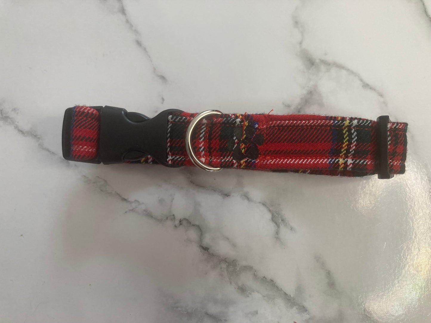 Red tartan dog collar, handmade, adjustable dog collar, pet collar, matching dog accessories