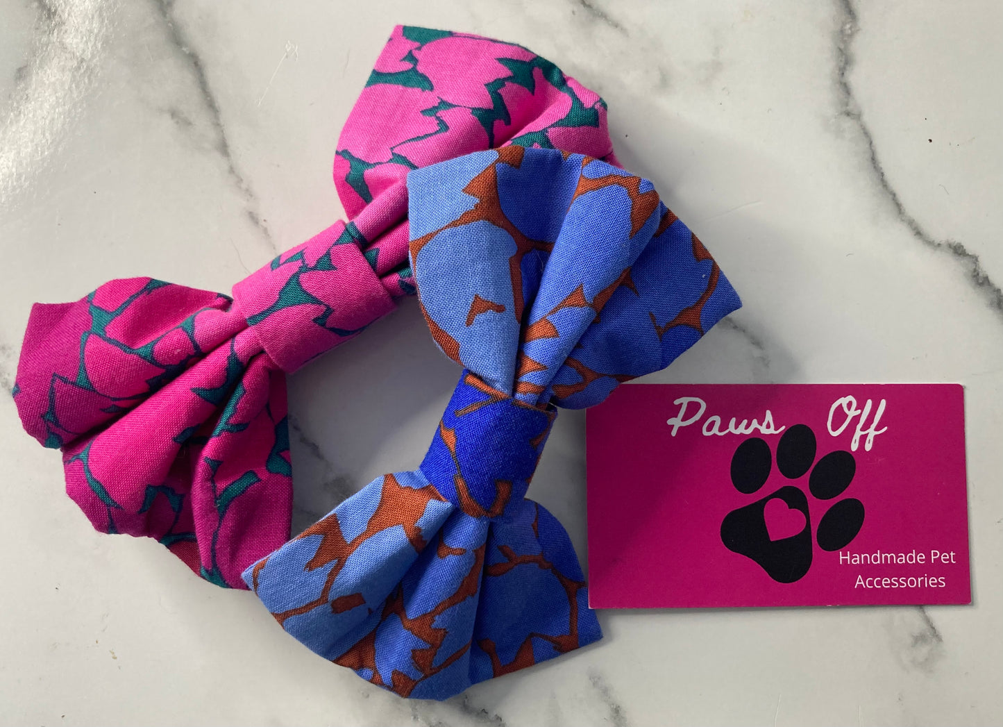Ombre blue leaf dog bow tie, handmade pet bow tie, designer fabric, matching dog accessories