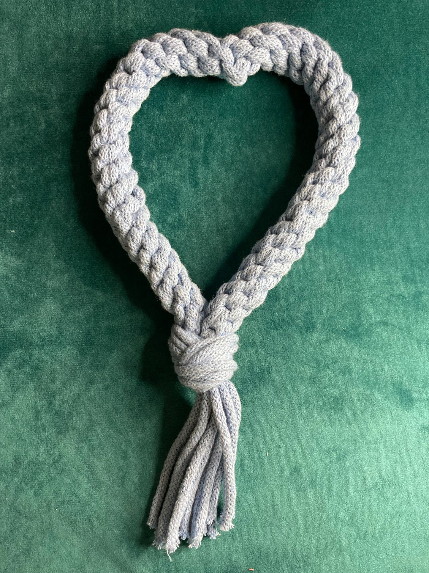 Heart hand-braided 100% recycled cotton cord dog pull toy