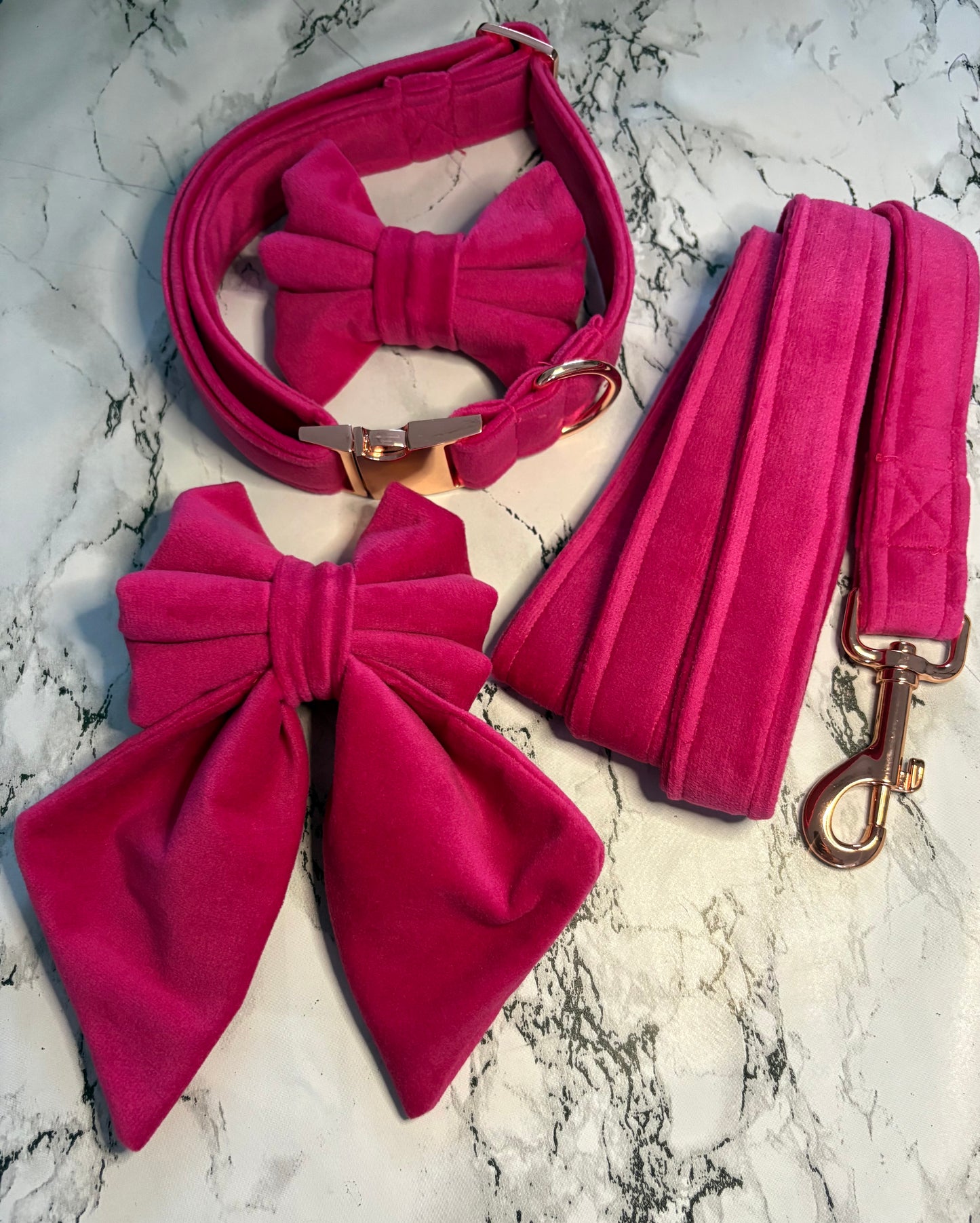 Pink Velvet Dog Sailor Bow Tie: Handmade Luxury Collar Accessory