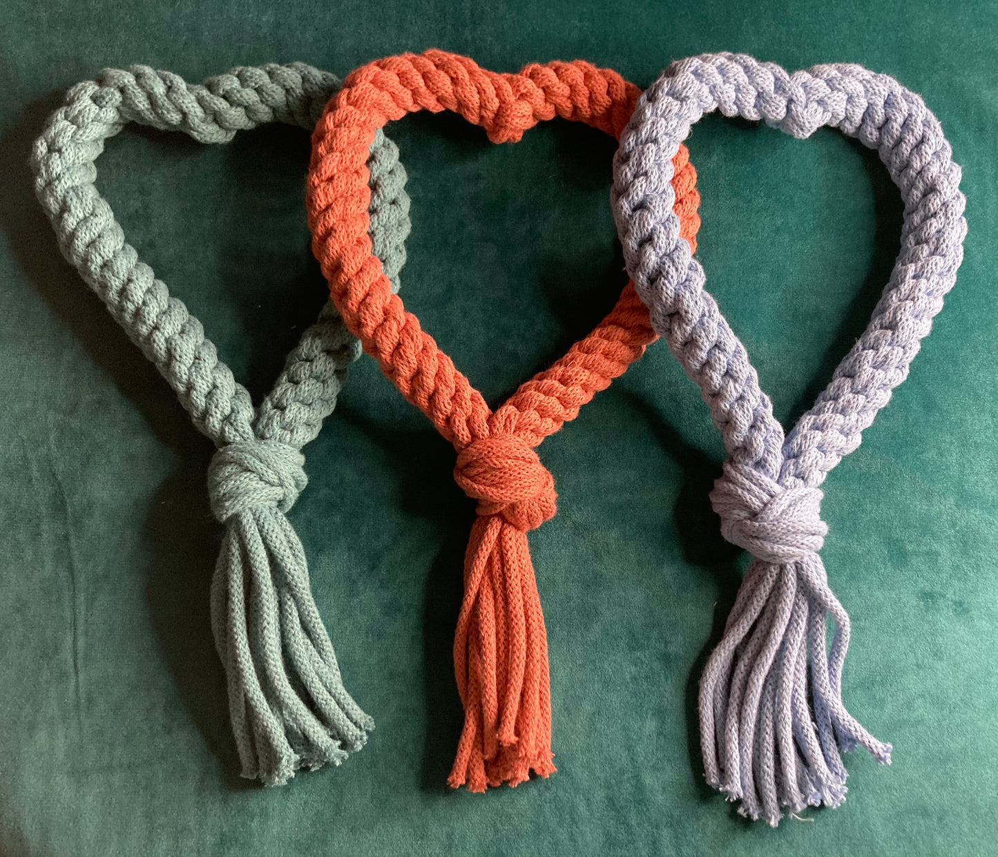 Heart hand-braided 100% recycled cotton cord dog pull toy