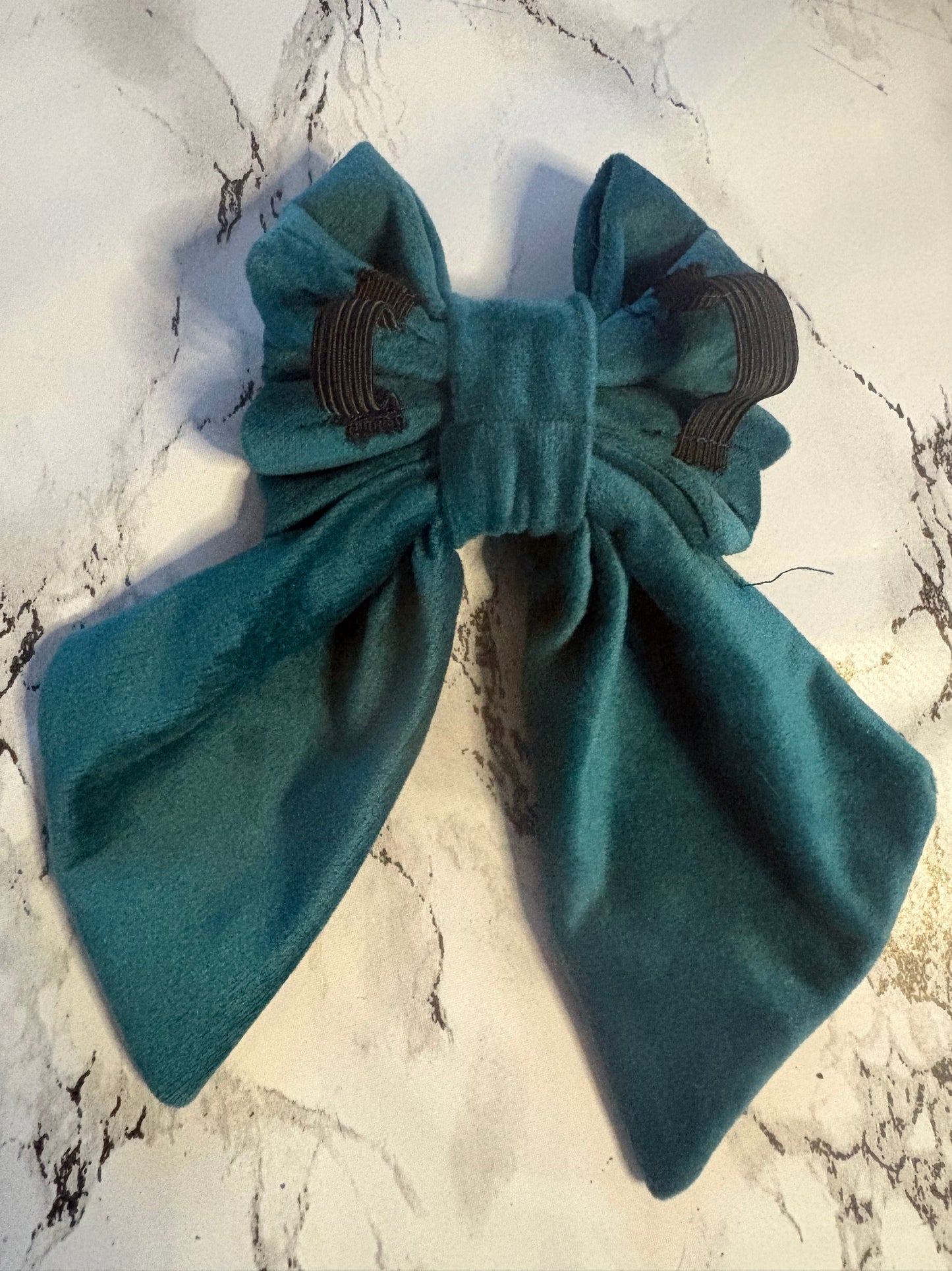 Green Velvet Dog Sailor Bow – Handmade Luxury Dog Collar Accessory