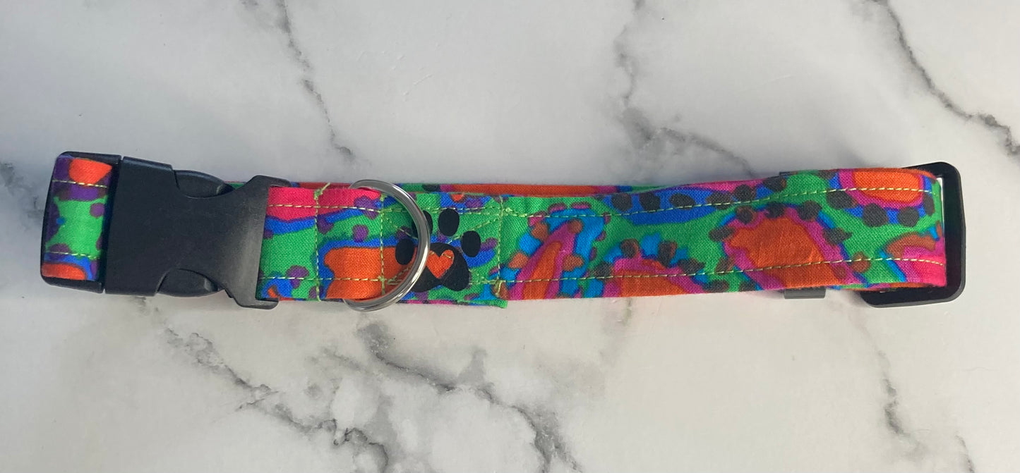 Bright dog collar, handmade, adjustable pet collar, designer fabric