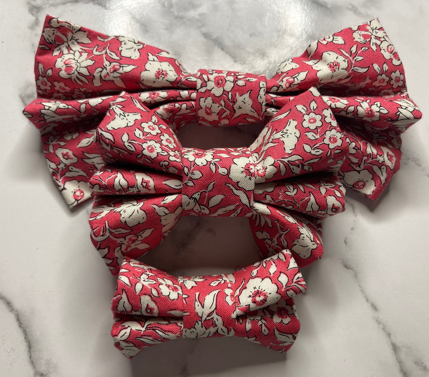 Liberty dog bow tie in pink, handmade, floral pet bow tie, designer fabric, matching dog accessories