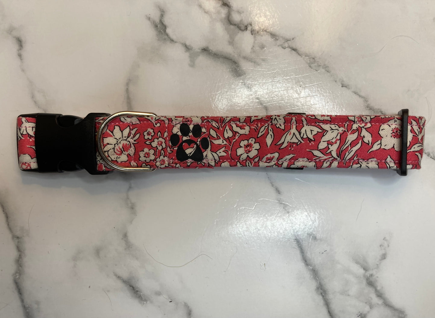 Liberty dog collar in pink, handmade, adjustable, floral pet collar, designer fabric, matching dog accessories