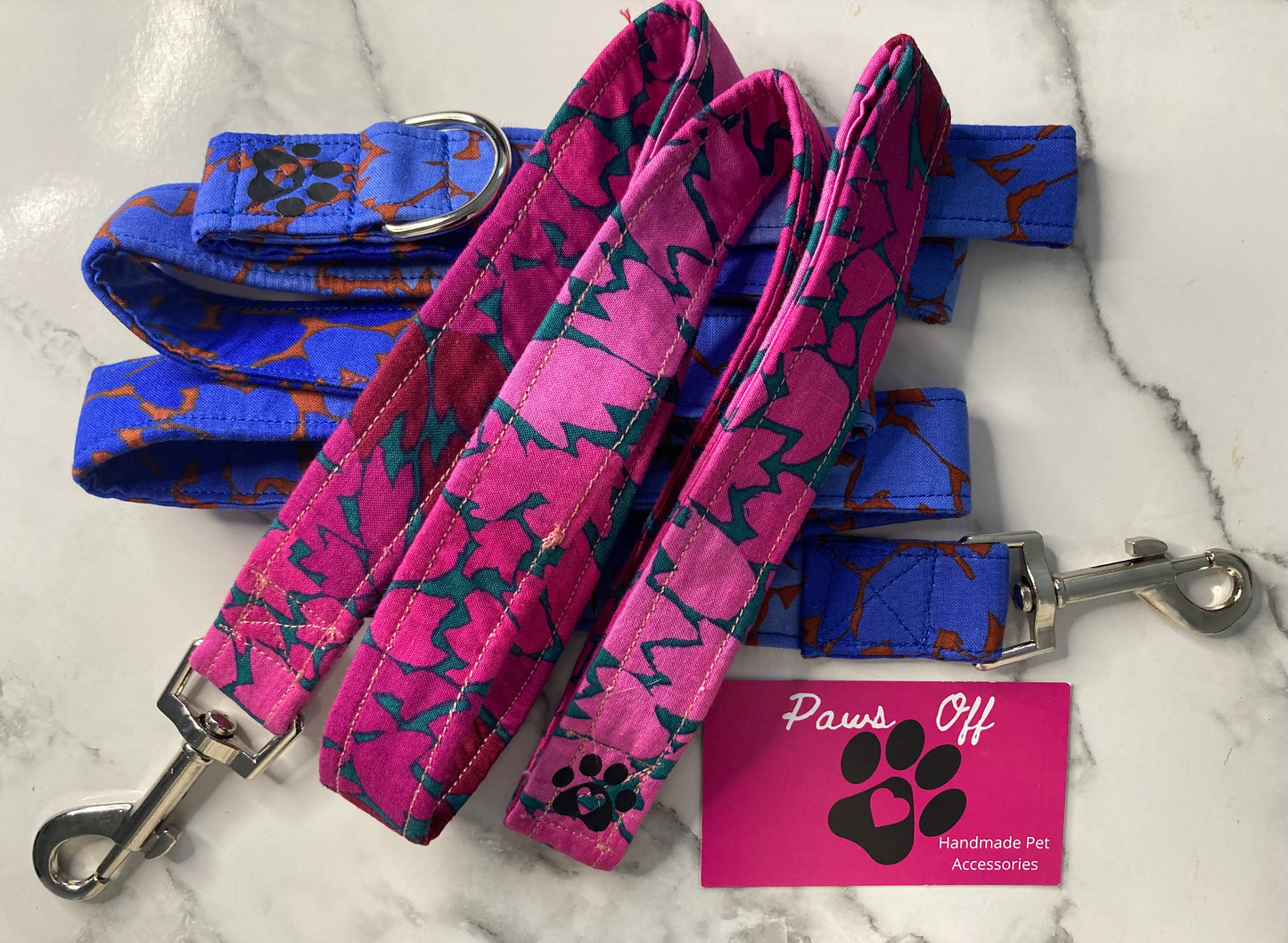 Ombre leaf handmade fabric dog lead.