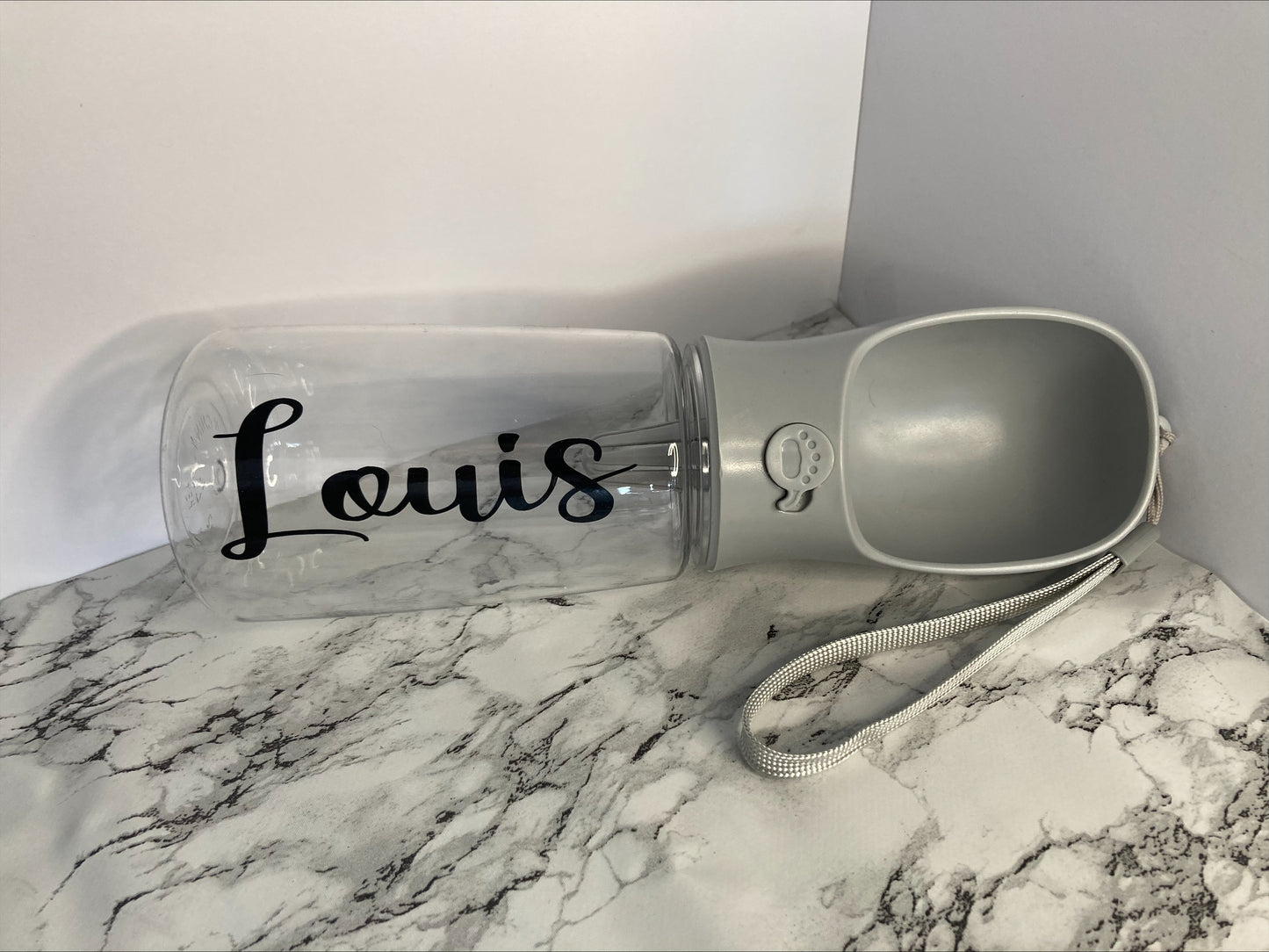 Personalised dog water bottle, dog walk water bottle, pet travel water bottle, dog parent gift