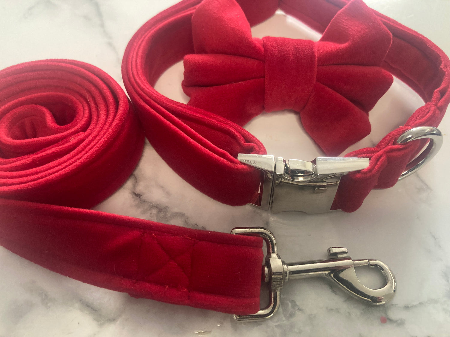 Luxury Red Velvet Dog Accessories Collection