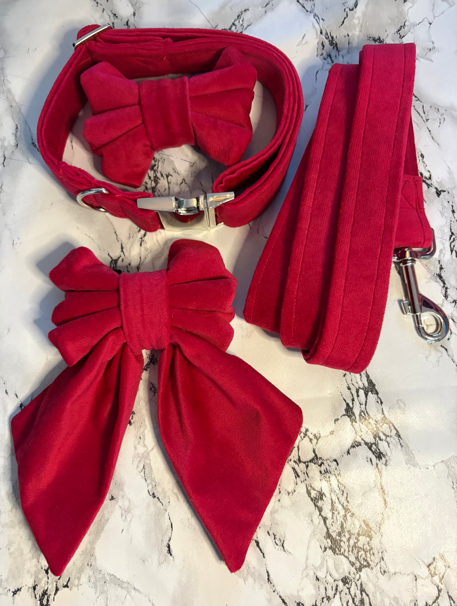 Luxury Red Velvet Dog Accessories Collection