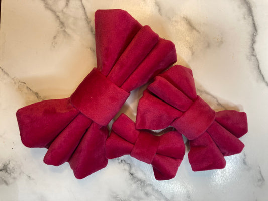Luxury pink velvet dog bow tie, handmade pet bow tie, matching dog accessories