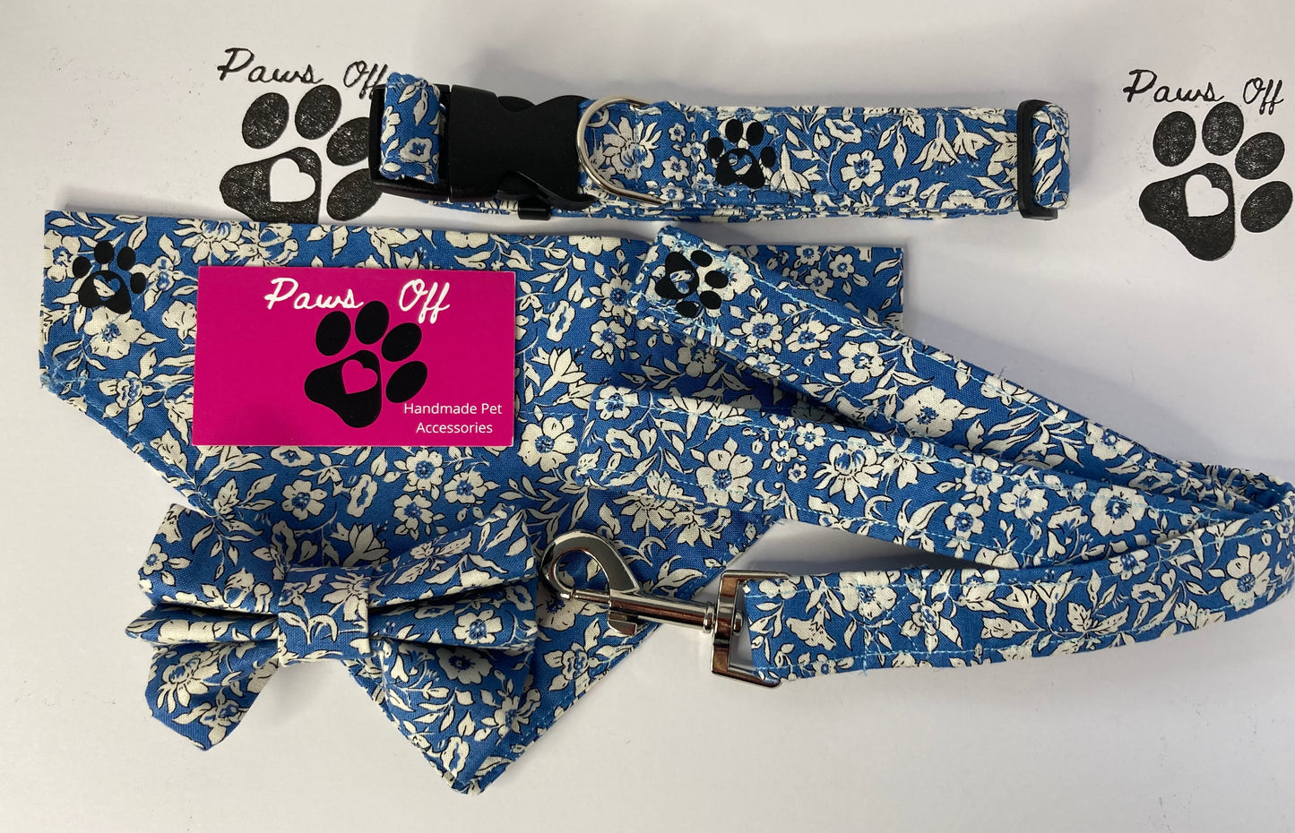 Liberty pink/blue floral fabric dog lead.