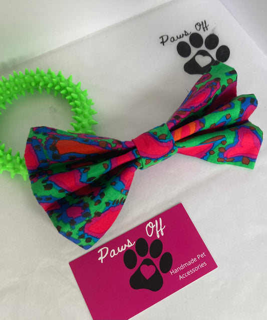 Modern vibrant fabric handmade dog bow tie