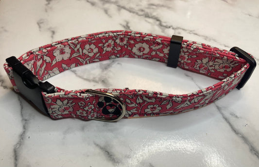 Liberty dog collar in pink, handmade, adjustable, floral pet collar, designer fabric, matching dog accessories