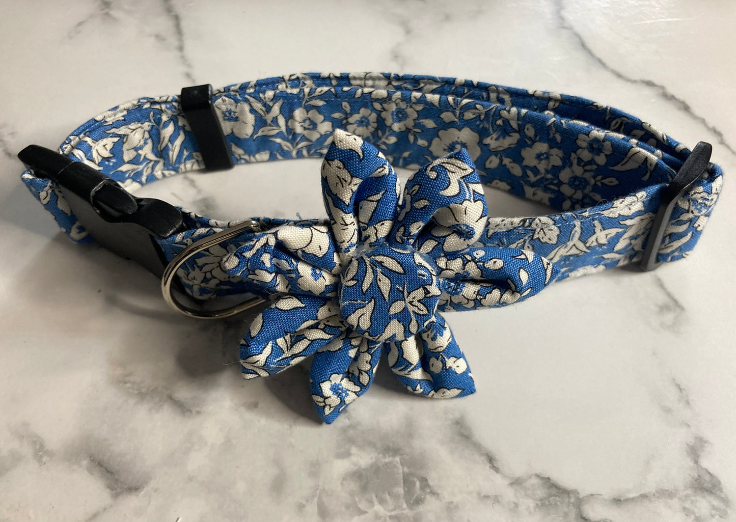 Blue Liberty Dog Collar Flower: Pet Collar Accessory