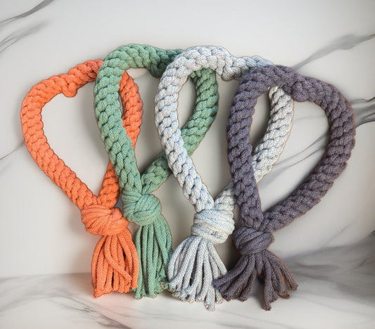 Dog heart tug toy, recycled, eco-friendly, handmade dog toy, pull toy, puppy teething toy