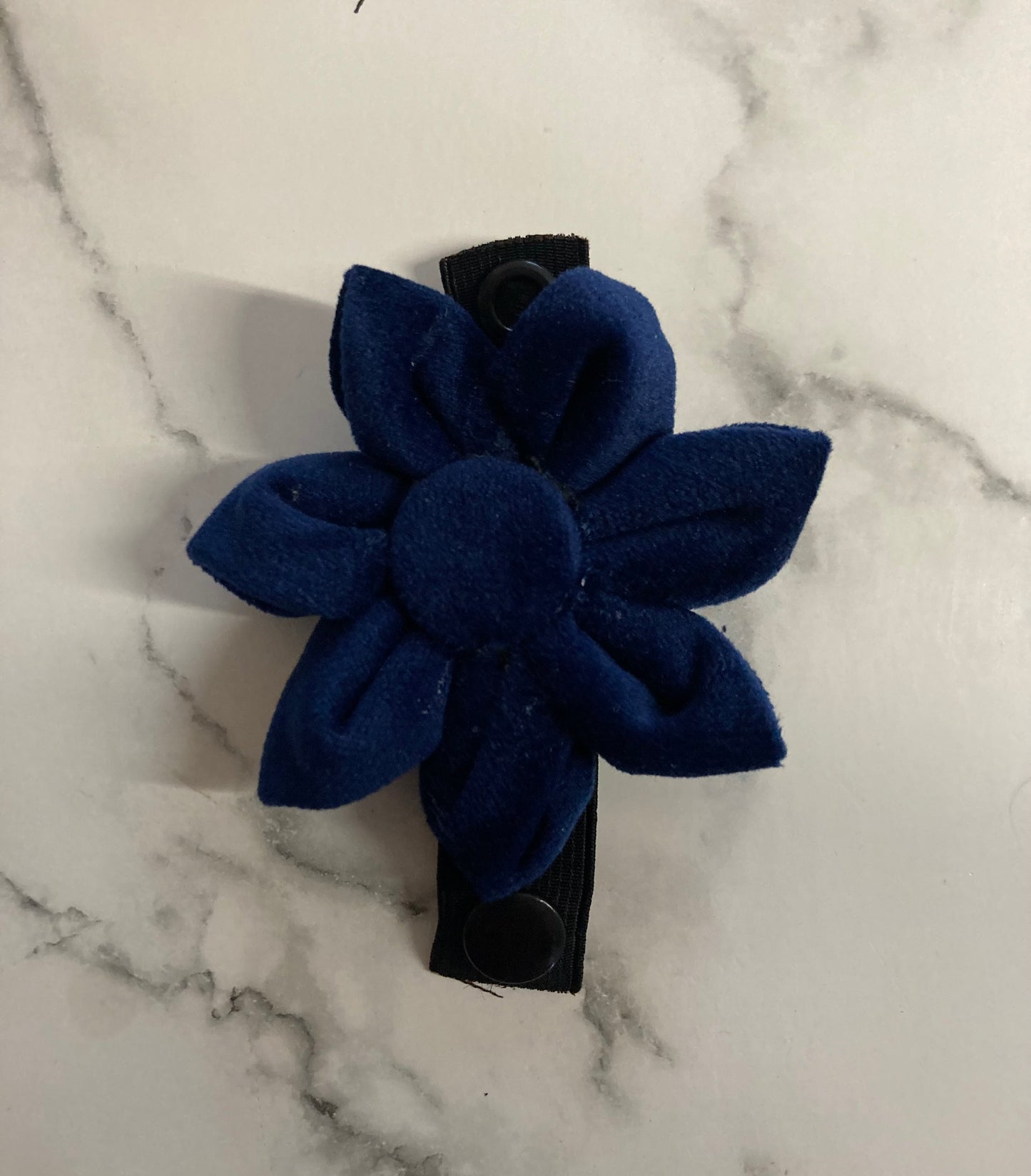 Navy Luxury Velvet Dog Collar Flower: Pet Collar Accessory