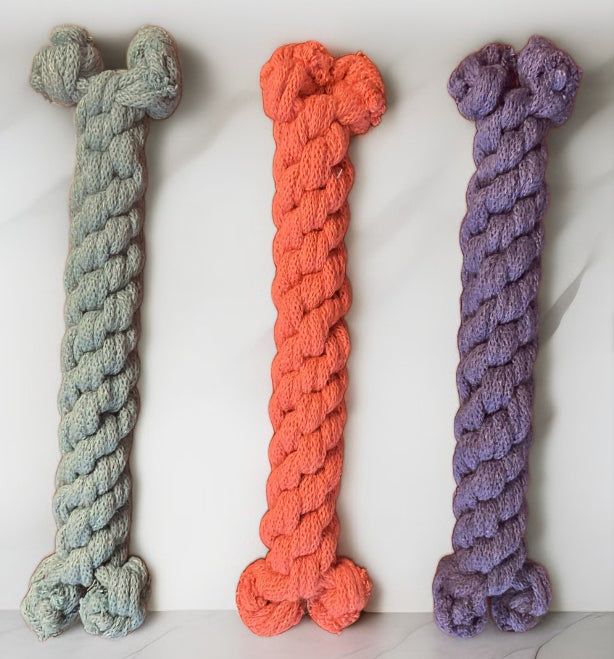 Dog bone tug toy, recycled, eco-friendly, handmade dog toy, pull toy, puppy teething toy