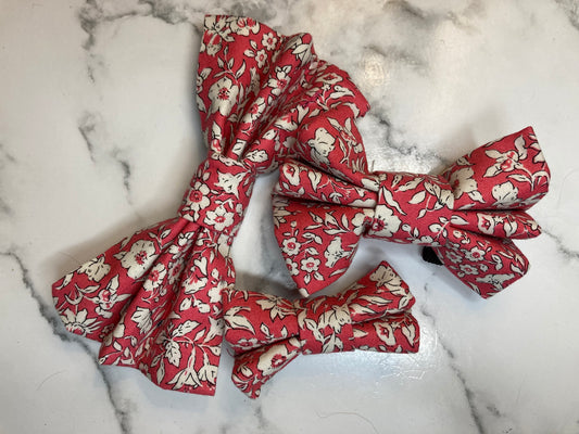 Liberty dog bow tie in pink, handmade, floral pet bow tie, designer fabric, matching dog accessories