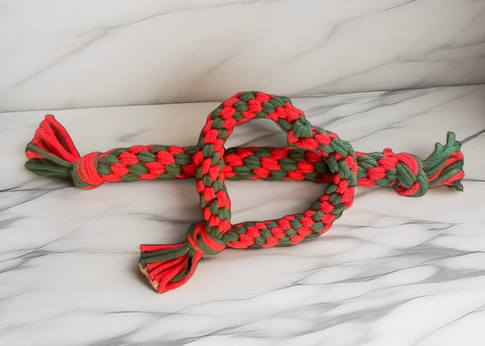 Handmade Christmas Dog Pull Toy Range: Recycled Cotton Tug Toy, Teething Toy