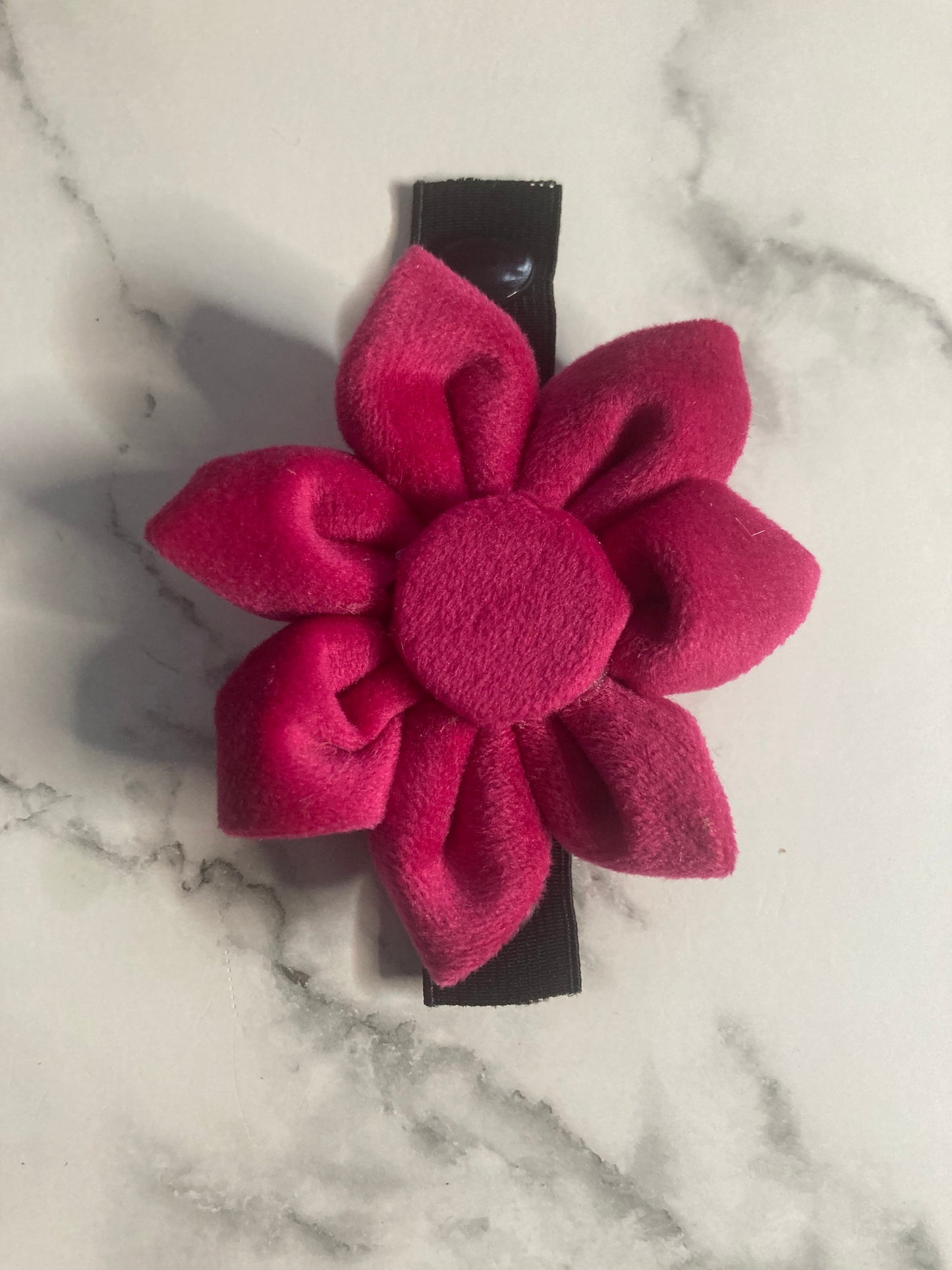 Pink Velvet Dog Collar Flower – Handmade Luxury Dog Accessory