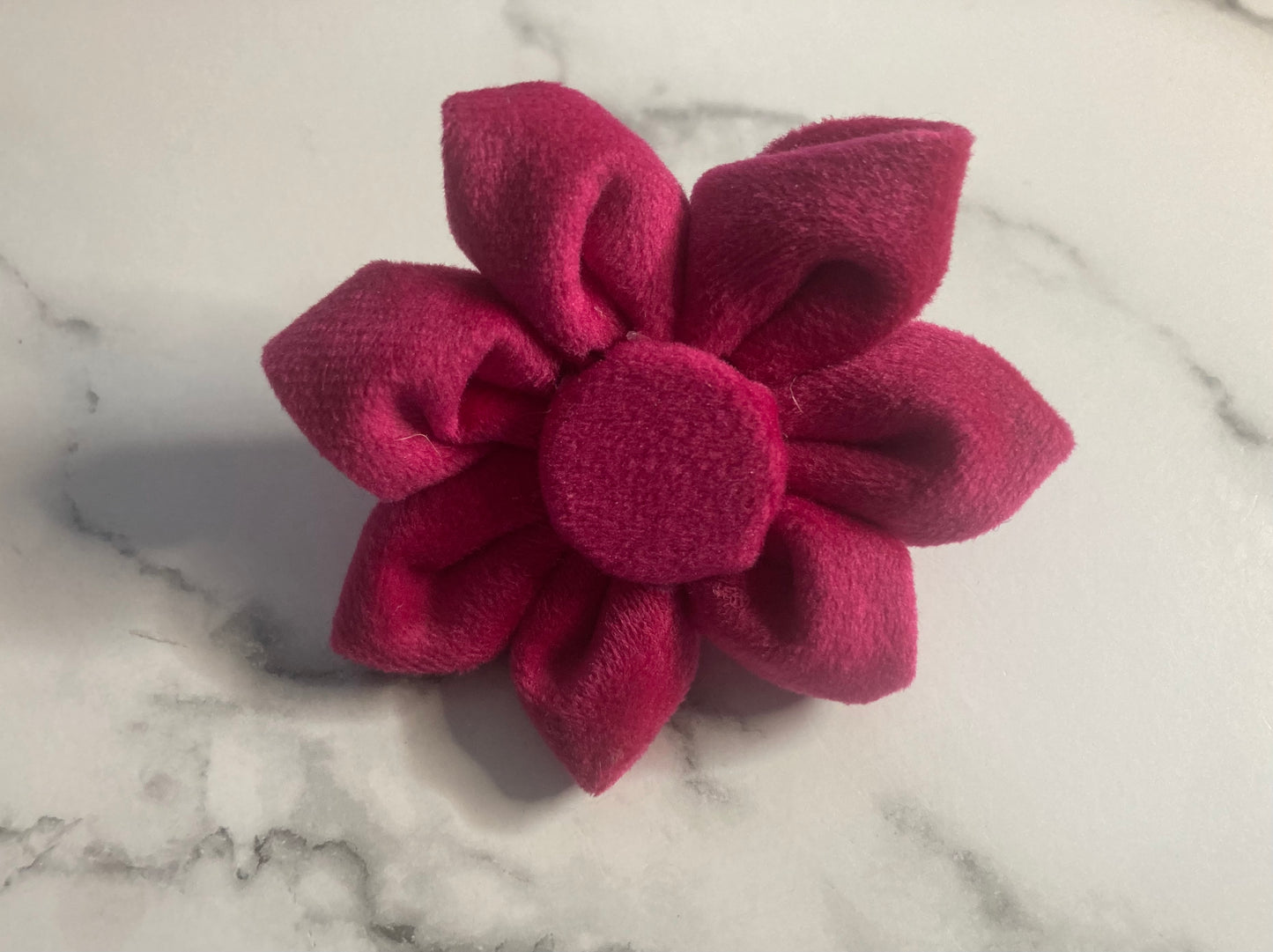 Pink Velvet Dog Collar Flower – Handmade Luxury Dog Accessory