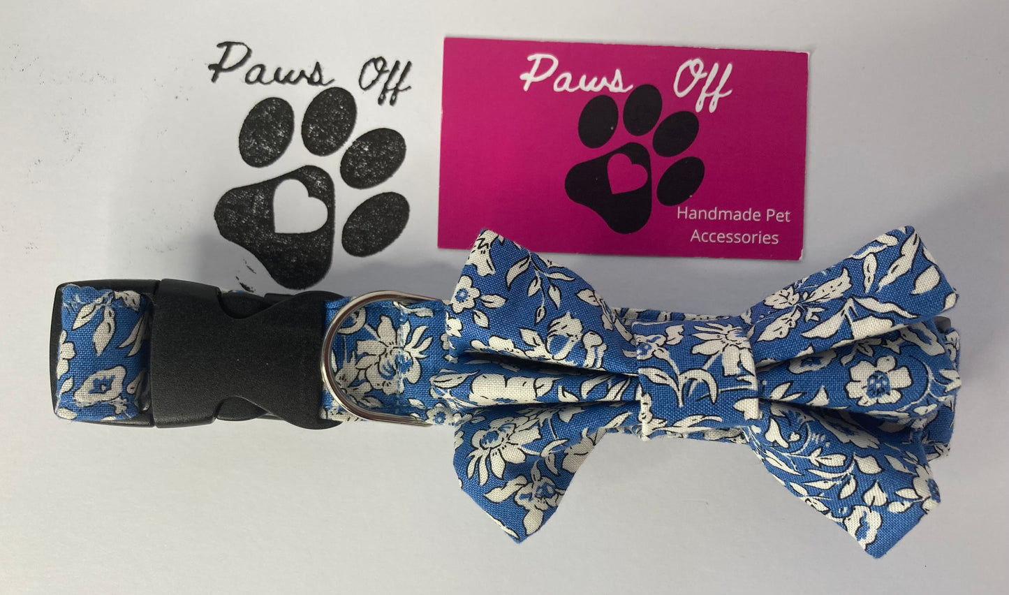 Liberty Pink/Blue Fabric Handmade Dog Bow Tie