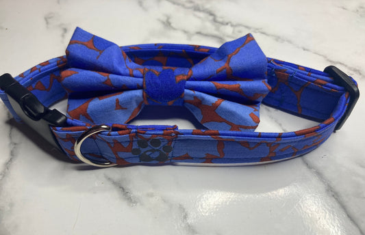 Ombre leaf blue adjustable dog collar, handmade dog collar, matching dog accessories