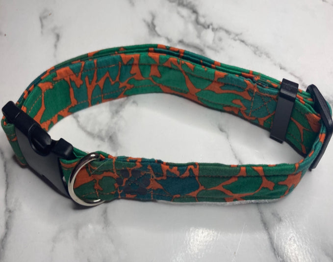 Ombre green dog collar, handmade, adjustable, cute pet collar, designer fabric, matching dog accessories