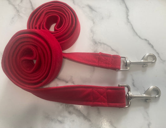 Red Velvet Dog Lead – Luxury Handmade Dog Accessory