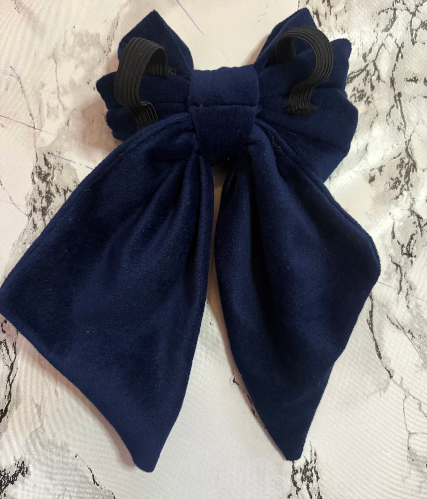 Navy Velvet Dog Sailor Bow Tie: Handmade Luxury Collar Accessory